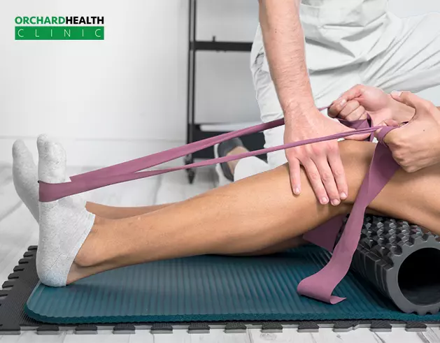 A blog image on comprehensive guide to physiotherapy showing knee area being treated.